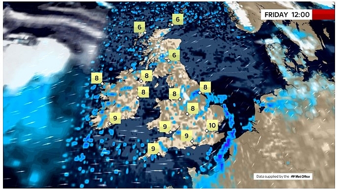 UK and europe daily weather forecast latest, march 12: a breezy day with sunny spells scattered showers, wintry over hills in the north